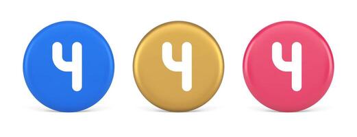 quatro número botão teclado interface financeiro Cálculo serviço 3d círculo ícone vetor