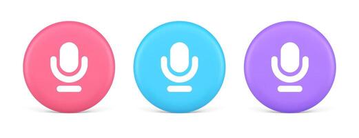 microfone som viver gravação botão rede aplicativo Projeto rádio música transmissão 3d círculo ícone vetor