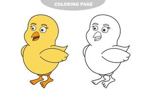página para colorir simples. ilustração vetorial frango bebê engraçado no fundo branco vetor