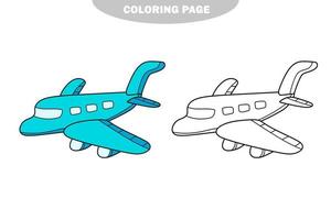 página para colorir simples. avião preto e branco do vetor isolado no branco