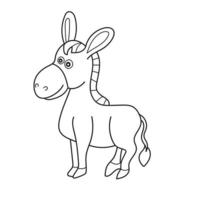 página para colorir simples. ilustração vetorial de burro de desenho animado - livro para colorir vetor