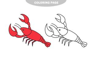 página para colorir simples. ilustração vetorial de câncer de camarão de desenho animado vetor