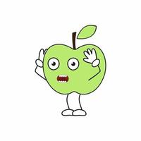 uma maçã assustada com braços e pernas. cara sorridente de fruta engraçada. personagem infantil para um jogo de tabuleiro. vetor