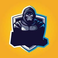 vetor de design de logotipo de mascote gamer, ilustração de gamer para a equipe de esporte. estilo de conceito de ilustrador moderno para crachá