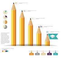 Educação infográfico Projeto elementos com colorida lápis vetor