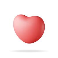 3d vermelho coração isolado em branco. render coração forma ícone amor símbolo. romance, paixão, casamento, namorados dia celebração decoração. vetor