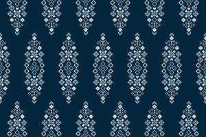 tradicional étnico motivos ikat geométrico tecido padronizar Cruz ponto.ikat bordado étnico oriental pixel azul fundo. abstrato, ilustração. textura, decoração, papel de parede. vetor