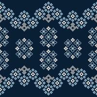 tradicional étnico motivos ikat geométrico tecido padronizar Cruz ponto.ikat bordado étnico oriental pixel azul fundo. abstrato, ilustração. textura, decoração, papel de parede. vetor