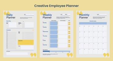 criativo empregado planejador definir, diariamente semanal e por mês planejador vetor