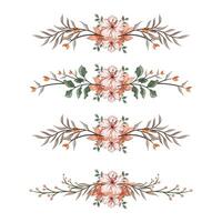 a floresce vegetação floral folhagem enfeite canto texto separador elegância frame para convites cartão modelo vetor