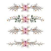 a floresce vegetação floral folhagem enfeite canto texto separador elegância frame para convites cartão modelo vetor