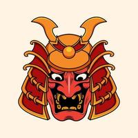 diabo oni japonês com ilustração de capacete de samurai vetor