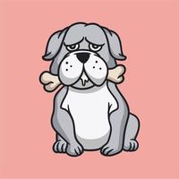 desenho animado animal design bulldog come um osso fofo mascote logo vetor