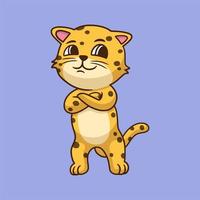 cartoon animal design logotipo do mascote bonito do coll leopardo vetor