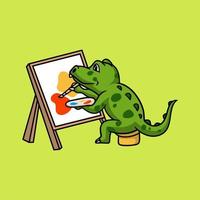 desenho animado animal design crocodilo pintando o logotipo do mascote fofo vetor