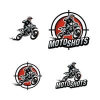 uma empacotamento ilustração logotipo apresentando motocross e mira. vetor