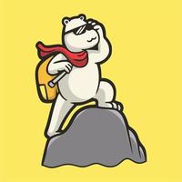 desenho animal desenho animal urso polar escalando o logotipo do mascote fofo vetor