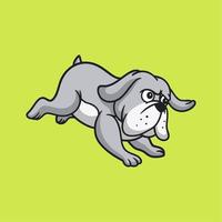 desenho animado animal design bulldog executando o logotipo do mascote fofo vetor