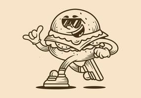 vintage mascote personagem ilustração do corrida hamburguer vetor