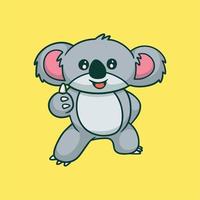 desenho animado animal design coala posando com o polegar para cima logotipo bonito do mascote vetor