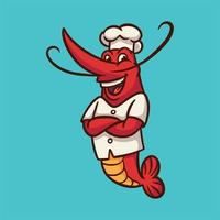 desenho animado animal design legal camarão logotipo mascote fofo vetor