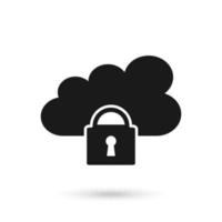 ícone preto design plano de segurança na nuvem vetor