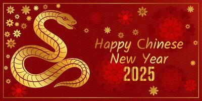 chinês Novo ano do a serpente 2025, bandeira com zodíaco placa vetor