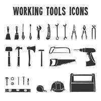 Conjunto de ícones de caixa de ferramentas de trabalho vetor