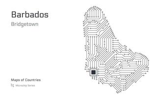 barbados mapa com uma capital do Bridgetown mostrando dentro uma microchip padronizar com processador. e-governo. mundo países mapas. microchip Series vetor