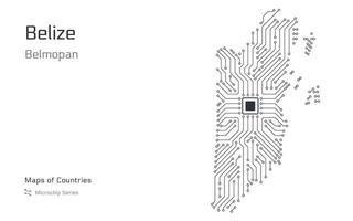 belize mapa com uma capital do Belmopan mostrando dentro uma microchip padronizar com processador. e-governo. mundo países mapas. microchip Series vetor