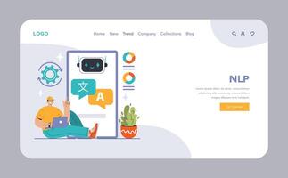 nlp dentro açao rede ou pousar. uma conhecedor de tecnologia interage com a avançado vetor