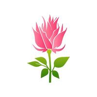Rosa rosa flores, floral decorado com linda multicolorido florescendo flores e folhas fronteira. Primavera botânico plano ilustração em branco fundo vetor