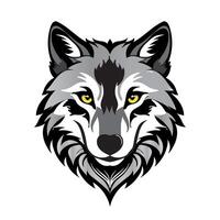 Lobo cabeça adesivo para logotipo e mascote vetor