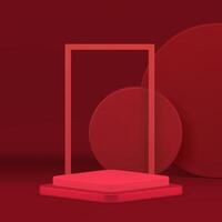 vermelho moda 3d geométrico pódio pedestal zombar acima para produtos mostrar realista ilustração vetor