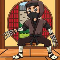 ninja com garras colori desenho animado ilustração vetor