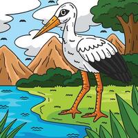 branco cegonha pássaro colori desenho animado ilustração vetor