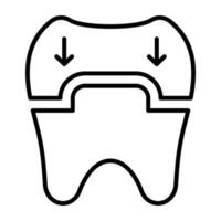 ícone de linha de coroa dentária vetor