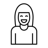 ícone de linha feminina sorridente vetor
