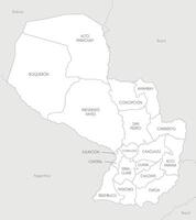 mapa do Paraguai com departamentos, capital distrito e administrativo divisões, e vizinho países. editável e claramente etiquetado camadas. vetor