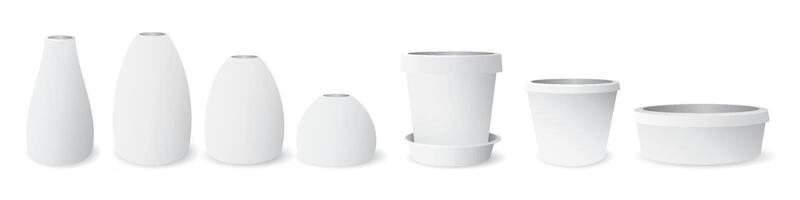 minimalista cerâmico porcelana vaso e Panela branco cor isolado vários formas gráfico ilustração. vetor