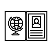 ícone de linha de passaporte aberto vetor