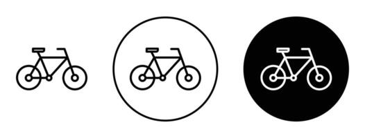 ciclismo ícone definir. simples bicicleta símbolo. ciclo rede placa dentro Preto preenchidas e delineado estilo. vetor