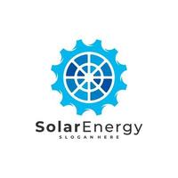 modelo de vetor de logotipo de engrenagem solar, conceitos de design de logotipo de energia de painel solar criativo