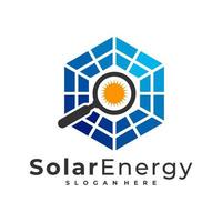 encontrar modelo de vetor de logotipo solar, conceitos de design de logotipo de energia de painel solar criativo