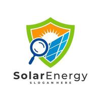 encontrar modelo de vetor de logotipo solar, conceitos de design de logotipo de energia de painel solar criativo