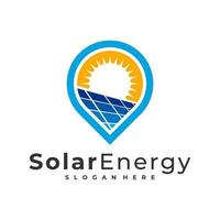 modelo de vetor de logotipo solar de ponto, conceitos de design de logotipo de energia de painel solar criativo