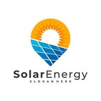 modelo de vetor de logotipo solar de ponto, conceitos de design de logotipo de energia de painel solar criativo