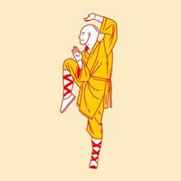 simples desenho animado ilustração do shaolin kung fu 5 vetor