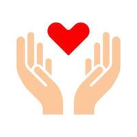 caridade ícone. mão segurando coração, amor, compaixão, dando, apoiar, Cuidado, ajuda, caridade, gentileza, altruísmo. vetor