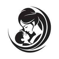 mãe com dela bebê feliz mães dia logotipo Projeto isolado em branco vetor